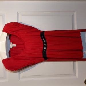 Red Top With Jewelry Embellished Waist Size 2X